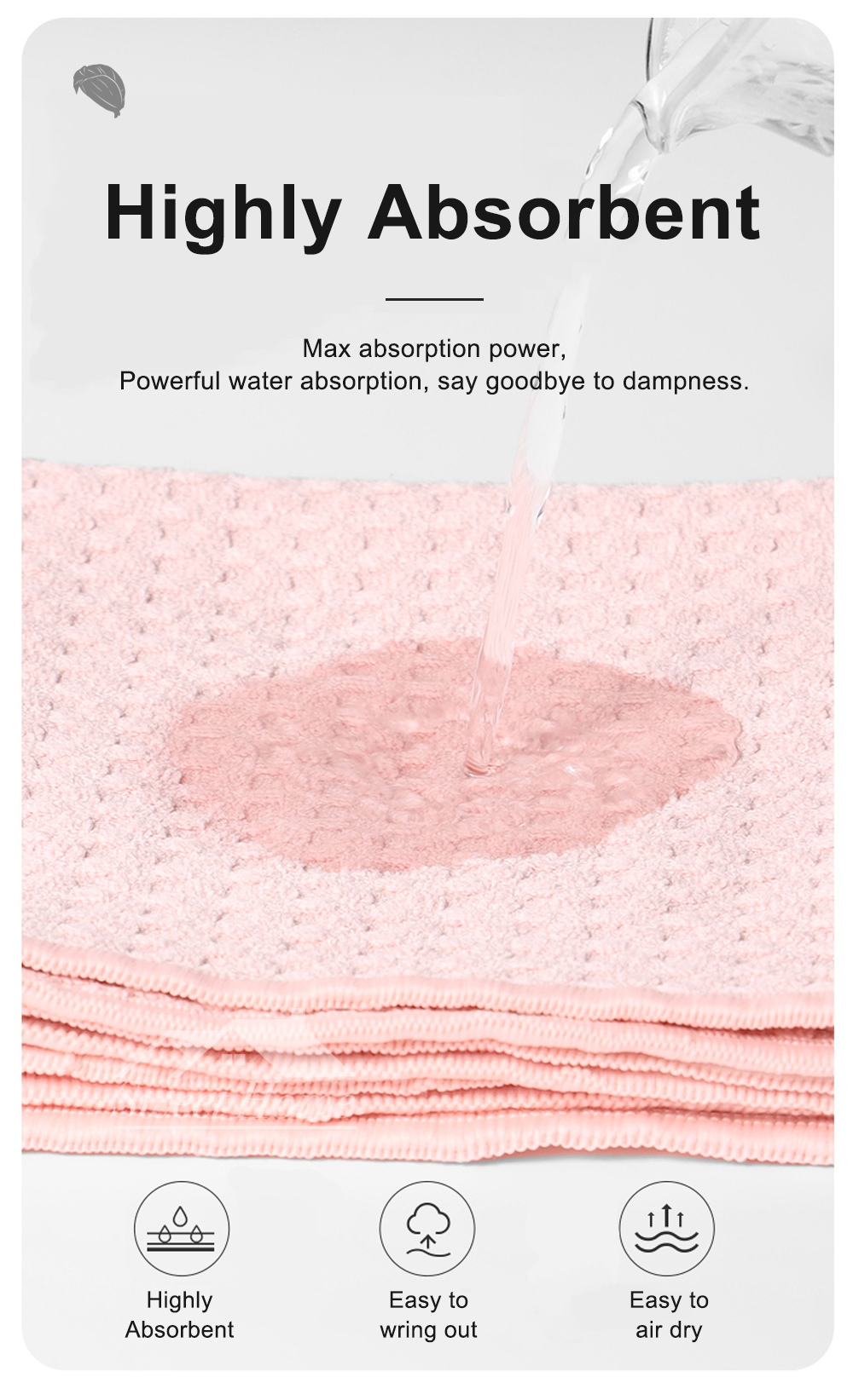 Antibacterial Waffle Wide-tail Hair Drying Cap-2